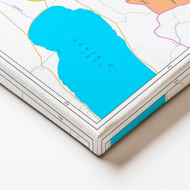 Yatay Kanvas Tablo Yalova Siyasi Sınır Harita Tablosu Ev Ofis Duvar Dekoru