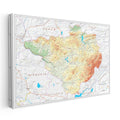Yatay Kanvas Tablo Yozgat Yeryüzü Şekilleri Harita Tablosu Ev Ofis Duvar Dekoru
