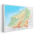 Yatay Kanvas Tablo Zonguldak Topografik Görünüm Harita Tablosu Ev Ofis Duvar Dekoru