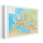 Yatay Kanvas Tablo Avrupa Coğrafi Yeryüzü Harita Tablosu Ev Ofis Duvar Dekoru