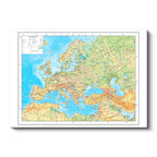 Yatay Kanvas Tablo Avrupa Coğrafi Yeryüzü Harita Tablosu Ev Ofis Duvar Dekoru