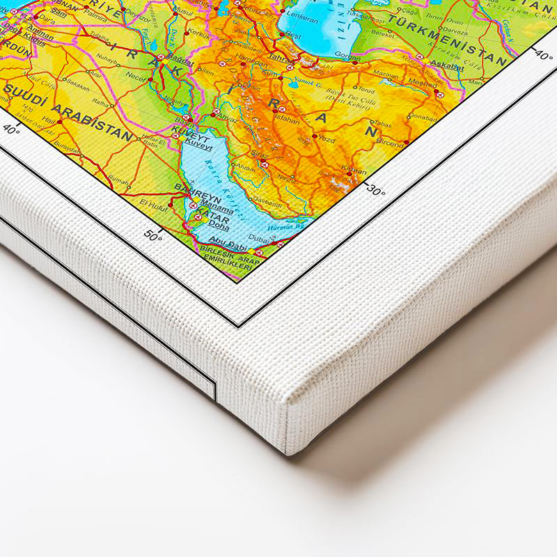 Yatay Kanvas Tablo Avrupa Coğrafi Yeryüzü Harita Tablosu Ev Ofis Duvar Dekoru