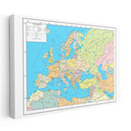 Yatay Kanvas Tablo Avrupa Devlet Sınırları Harita Tablosu Ev Ofis Duvar Dekoru