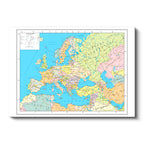 Yatay Kanvas Tablo Avrupa Devlet Sınırları Harita Tablosu Ev Ofis Duvar Dekoru