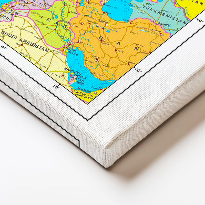 Yatay Kanvas Tablo Avrupa Devlet Sınırları Harita Tablosu Ev Ofis Duvar Dekoru