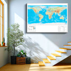 Yatay Kanvas Tablo Dünya Küresel Yeryüzü Şekli Harita Tablosu Ev Ofis Duvar Dekoru