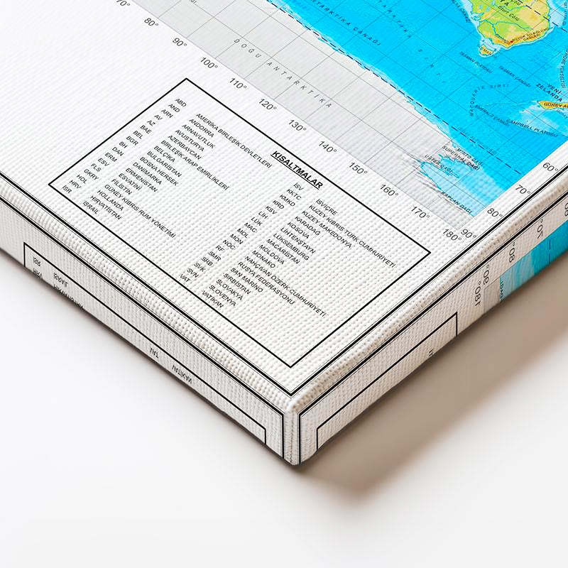 Yatay Kanvas Tablo Dünya Küresel Yeryüzü Şekli Harita Tablosu Ev Ofis Duvar Dekoru