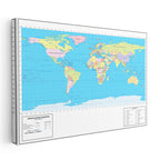 Yatay Kanvas Tablo Dünya Ülkeler Atlası Harita Tablosu Ev Ofis Duvar Dekoru