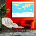 Yatay Kanvas Tablo Dünya Ülkeler Atlası Harita Tablosu Ev Ofis Duvar Dekoru