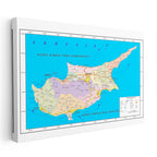 Yatay Kanvas Tablo Kıbrıs Bölgesel Yönetimler Harita Tablosu Ev Ofis Duvar Dekoru