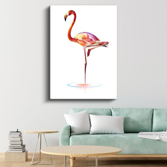 Zarif Flamingo - Tek Ayak Üzerinde Duruş Kanvas Tablo