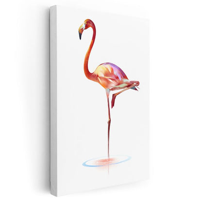 Zarif Flamingo - Tek Ayak Üzerinde Duruş Kanvas Tablo