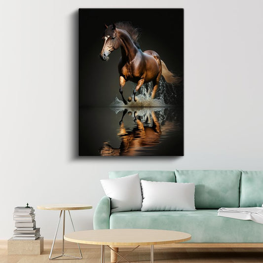 Dinamik At - Su Üzerinde Koşu Kanvas Tablo