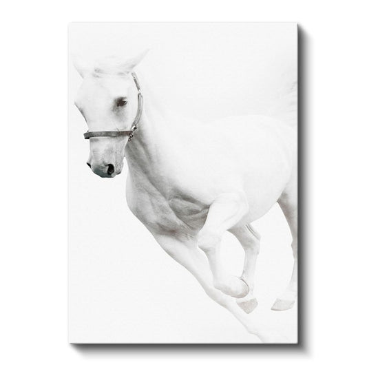 Dinamik Beyaz At - Güçlü Koşu Anı Kanvas Tablo