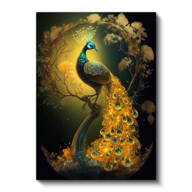 İhtişamlı Tavus Kuşu - Altın Kuyruklu Güzellik Kanvas Tablo