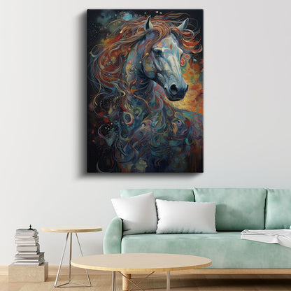 Renkli At - Sanatsal Renk Harmonisi Kanvas Tablo