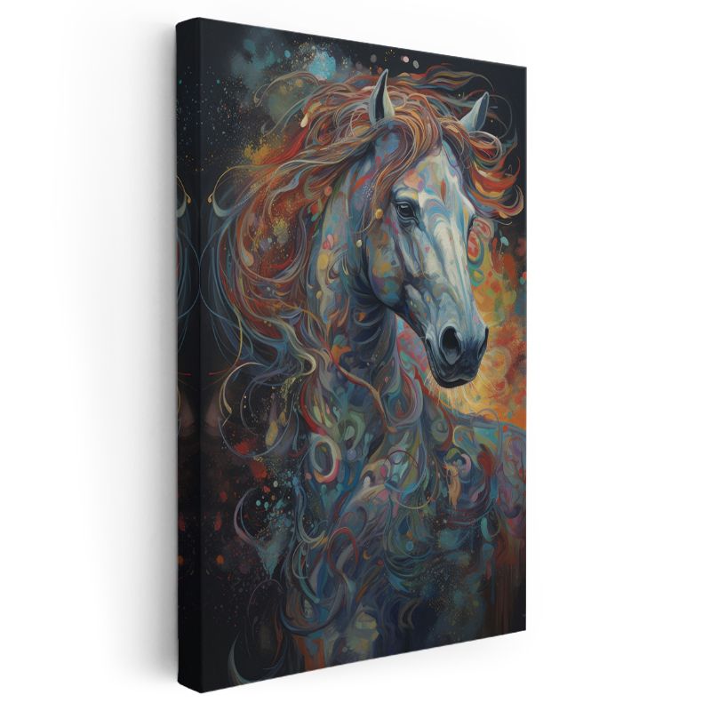 Renkli At - Sanatsal Renk Harmonisi Kanvas Tablo