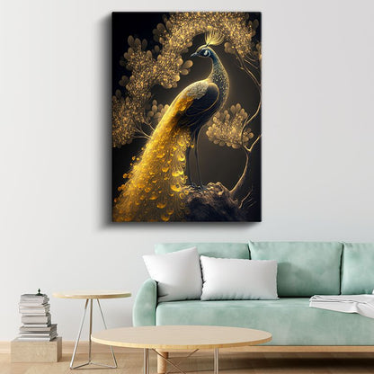 Altın Tavus Kuşu - İhtişamlı Duruş Kanvas Tablo