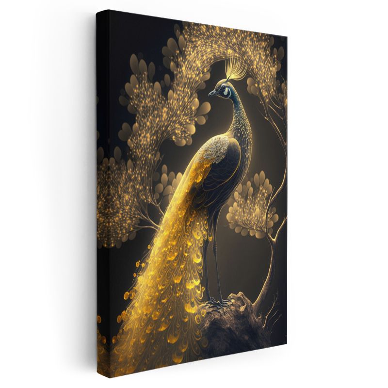 Altın Tavus Kuşu - İhtişamlı Duruş Kanvas Tablo