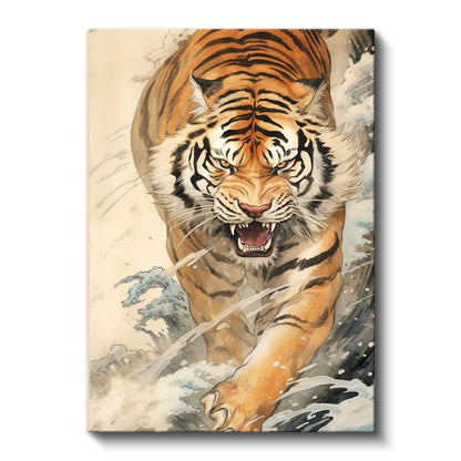 Kükreyen Kaplan - Vahşi Güç Kanvas Tablo