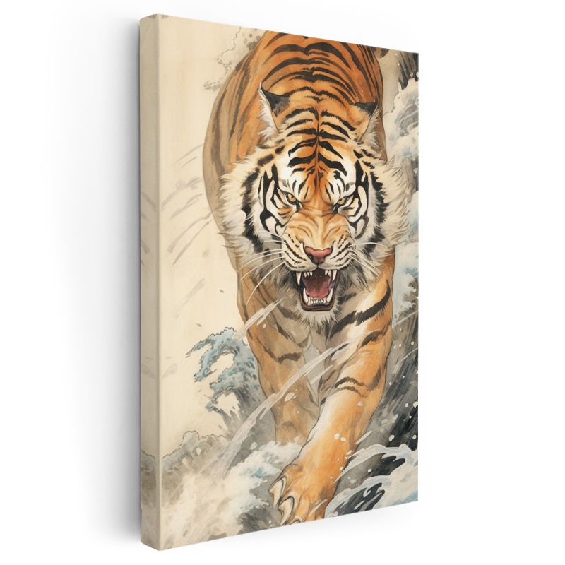 Kükreyen Kaplan - Vahşi Güç Kanvas Tablo