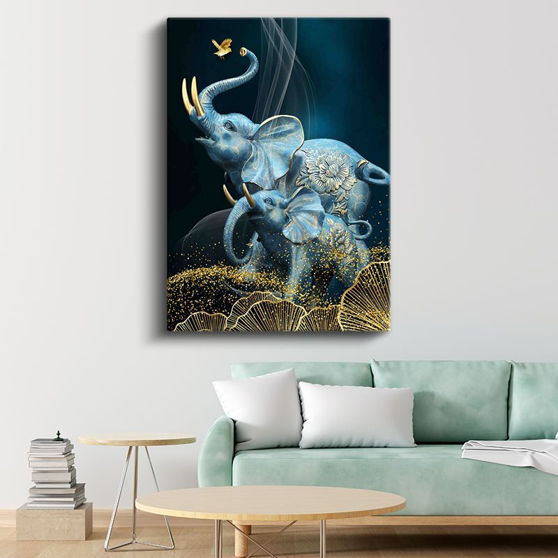 Mavi Filler - Anne Yavru Sevgisi Kanvas Tablo