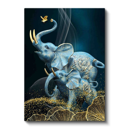 Mavi Filler - Anne Yavru Sevgisi Kanvas Tablo