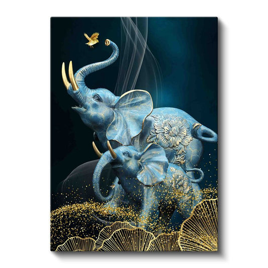 Mavi Filler - Anne Yavru Sevgisi Kanvas Tablo