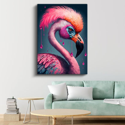 Pembe Flamingo - Egzotik Zarafet Kanvas Tablo