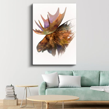 Geyik Portresi - Minimalist Doğa Kanvas Tablo