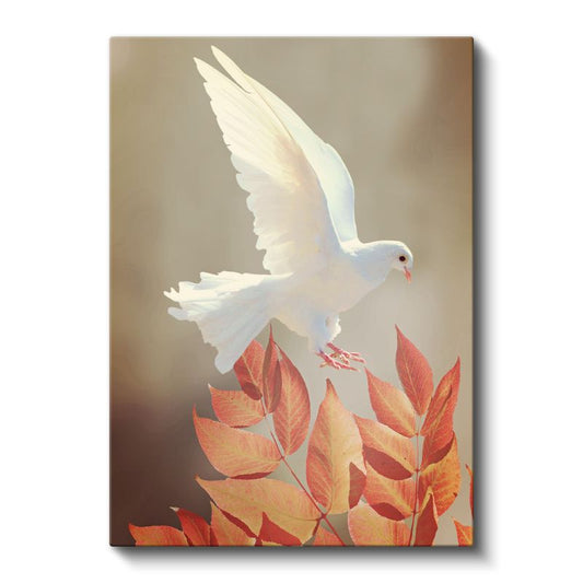 Beyaz Güvercin - Sonbahar Zarafeti Kanvas Tablo
