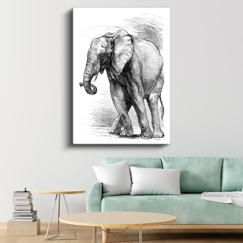 Fil Çizimi - Klasik Eskiz Kanvas Tablo