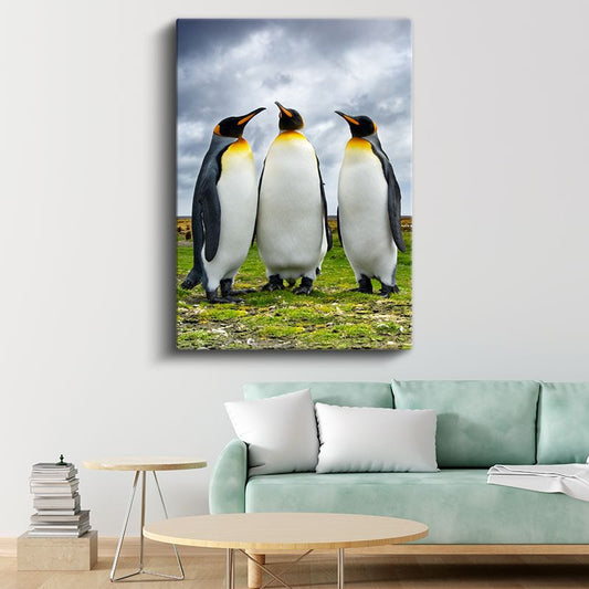 Kral Penguenler - Üçlü Sohbet Kanvas Tablo