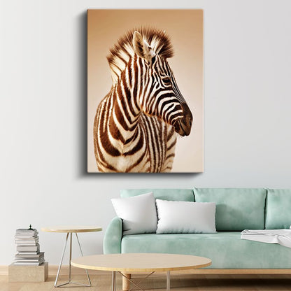 Zebra Portresi - Çizgili Zarafet Kanvas Tablo