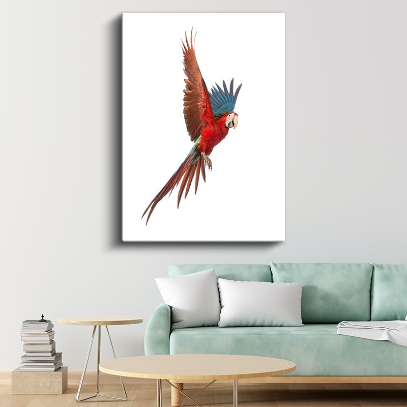 Uçan Ara Papağanı - Kanatları Açık Kırmızı İhtişam Kanvas Tablo