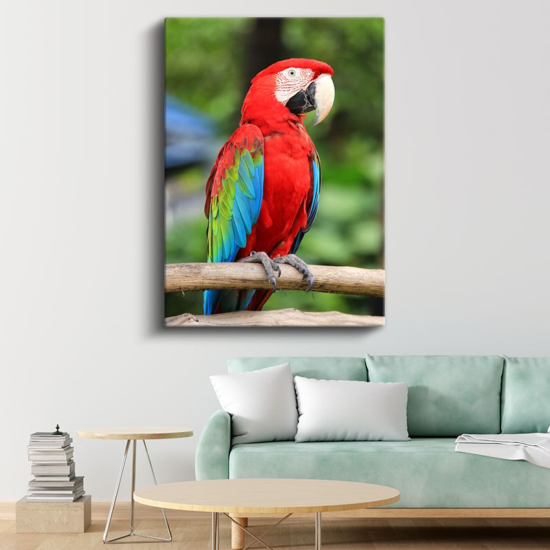 Kırmızı Ara Papağanı - Renkli Tüylü Tropikal Güzellik Kanvas Tablo