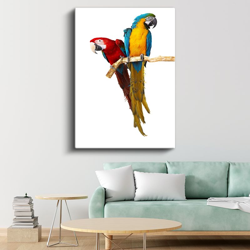 İkili Ara Papağanları - Renkli Dostluk Portresi Kanvas Tablo