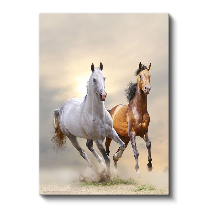 Koşan Atlar - Özgür Ruhlu İkili Kanvas Tablo