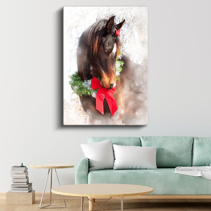 Süslü At - Kırmızı Fiyonklu Zarif Güzellik Kanvas Tablo