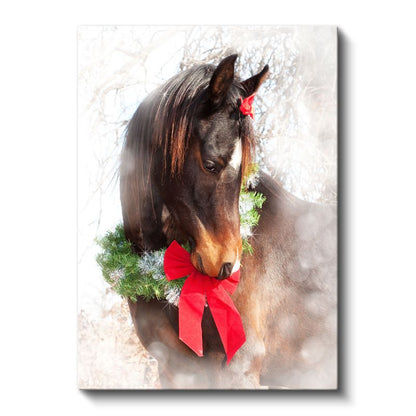 Süslü At - Kırmızı Fiyonklu Zarif Güzellik Kanvas Tablo