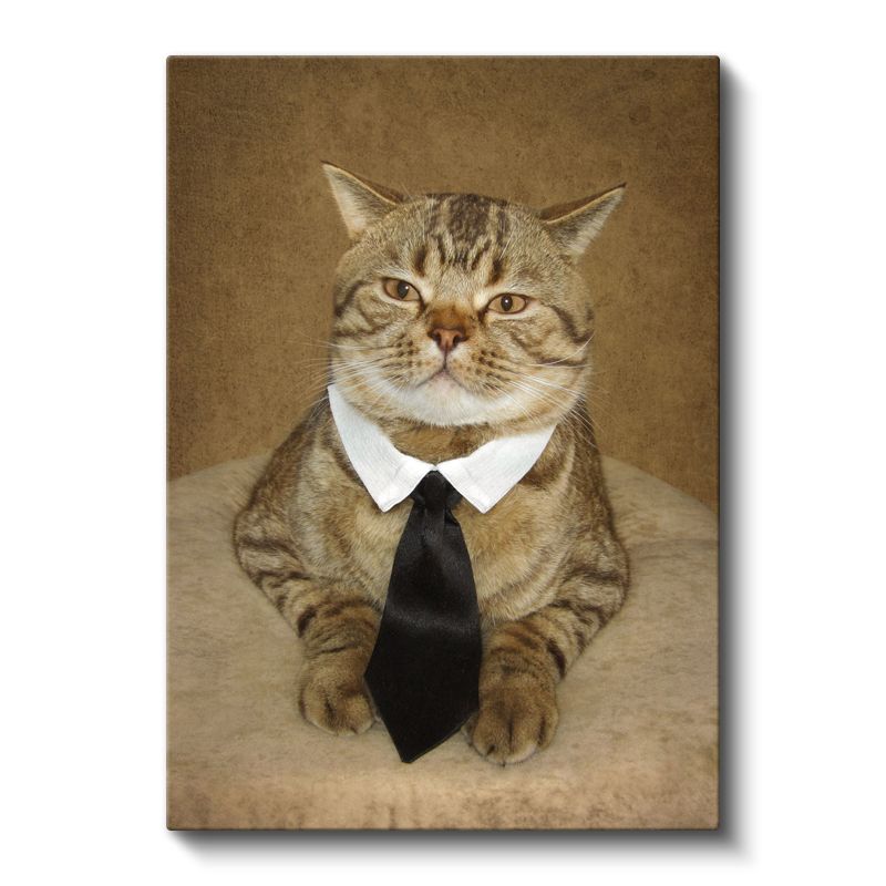 Takım Elbiseli Kedi - Şık Görünümlü Evcil Dostumuz Kanvas Tablo