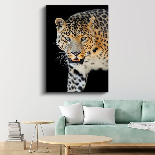 Leopar Yüzü - Keskin Bakışlı Vahşi Kedi Kanvas Tablo