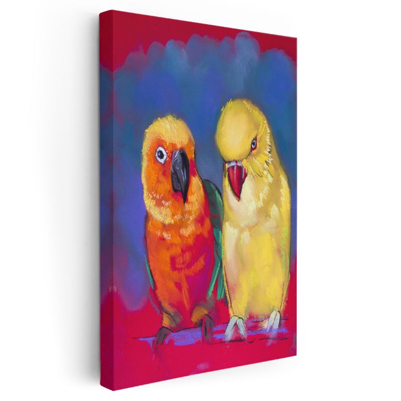 İkili Papağanlar - Renkli Dostluk Tablosu Kanvas Tablo