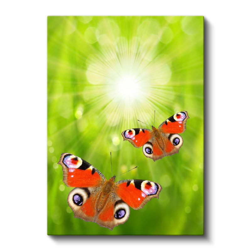 Kırmızı Kelebekler - Işıltılı Doğa Dansı Kanvas Tablo