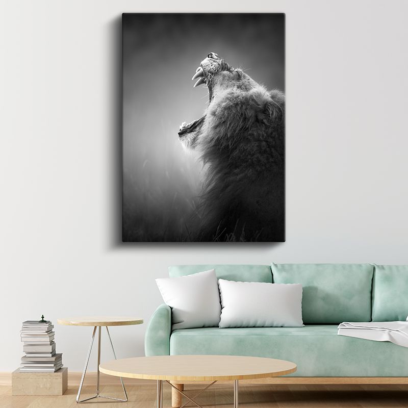 Kükreyen Aslan - Güç Simgesi Yırtıcı Kanvas Tablo