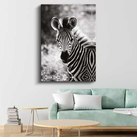 Zebra Portresi - Çizgili Desenli Afrika Güzeli Kanvas Tablo