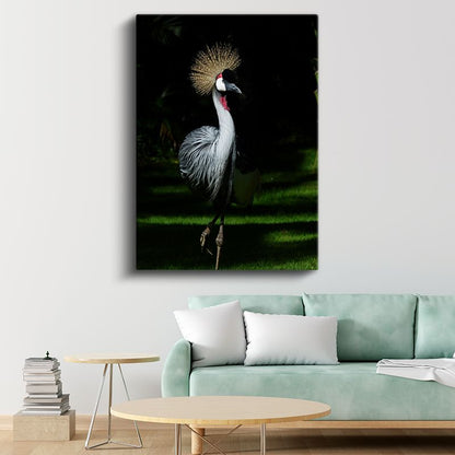 Taçlı Turna - Zarif Duruşlu Egzotik Kuş Kanvas Tablo