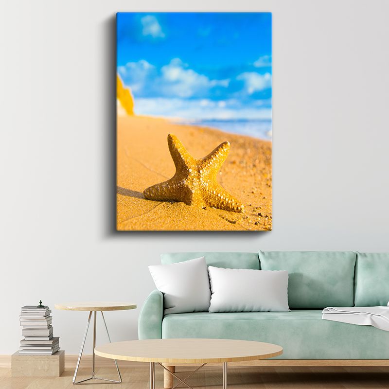 Denizyıldızı - Altın Sarısı Kumsal Yıldızı Kanvas Tablo