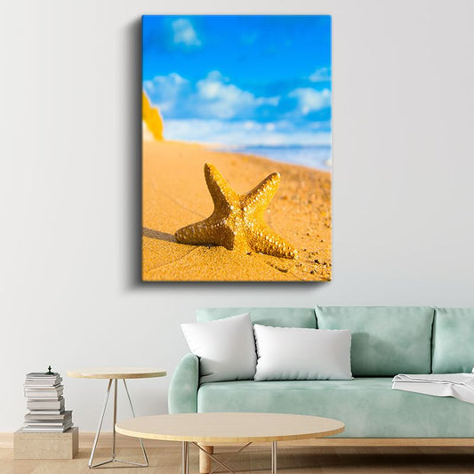 Denizyıldızı - Altın Sarısı Kumsal Yıldızı Kanvas Tablo
