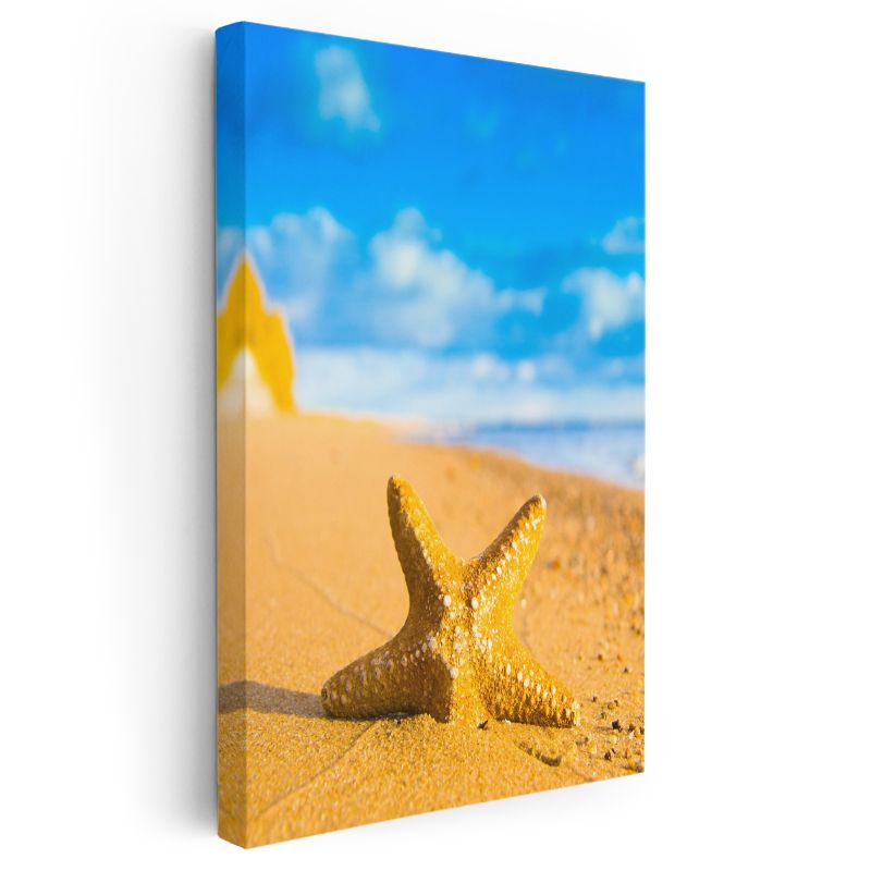 Denizyıldızı - Altın Sarısı Kumsal Yıldızı Kanvas Tablo